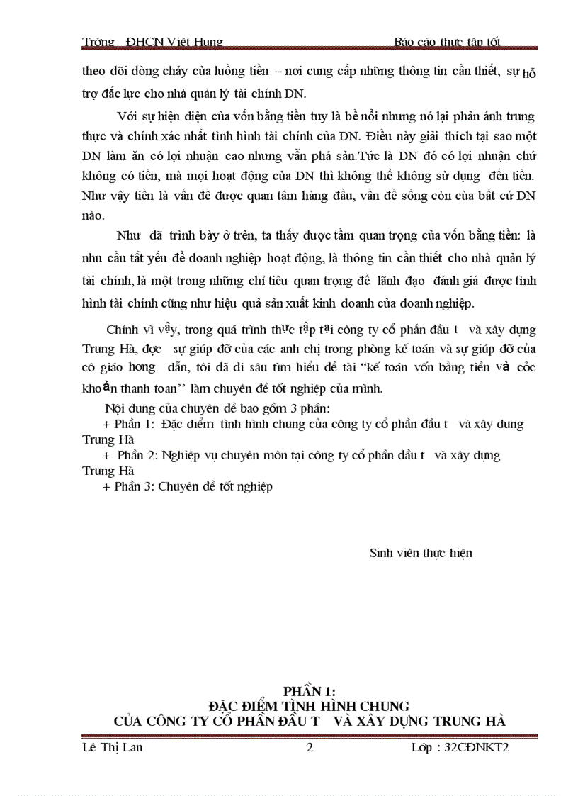 image for page Kế toán vốn bằng tiền tại công ty cổ phần đầu tư và xây dựng Trung Hà