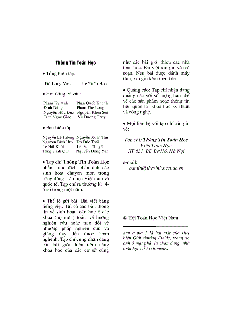 image for page Về đại hội toán học quốc tế icm 1998