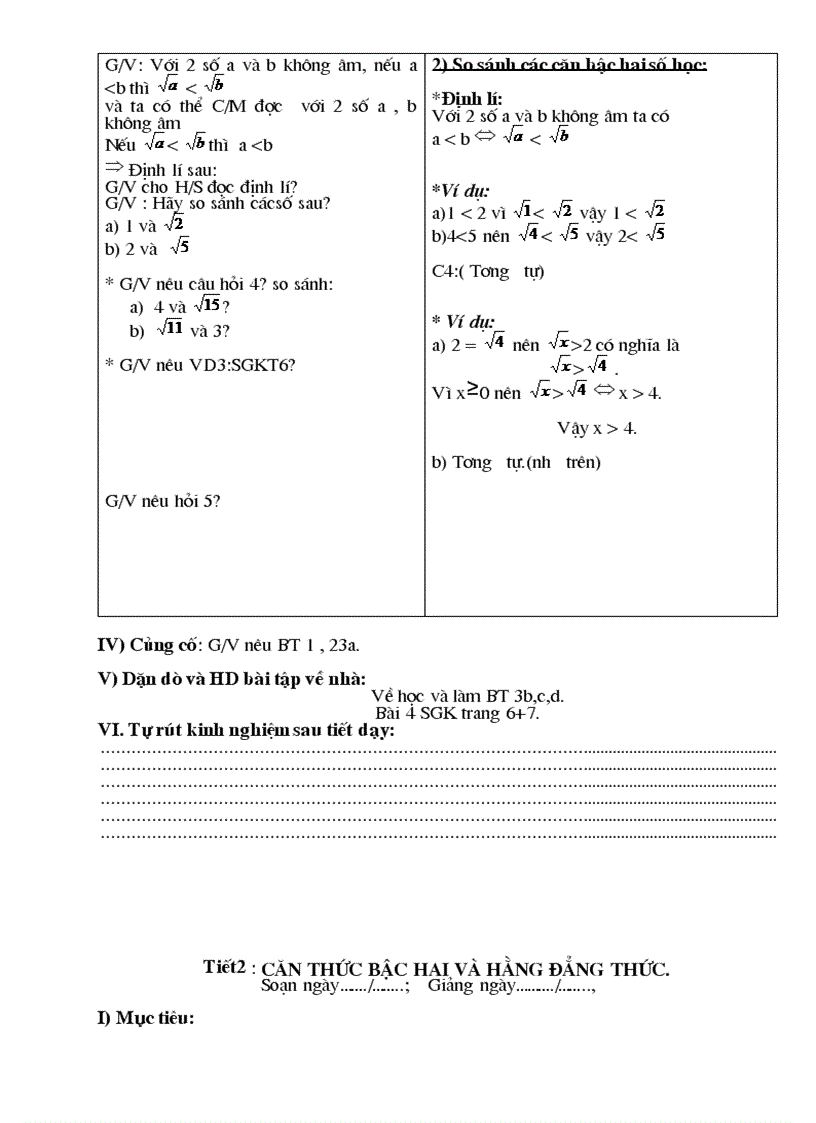 image for page Giáo án Đại số 9 chương I