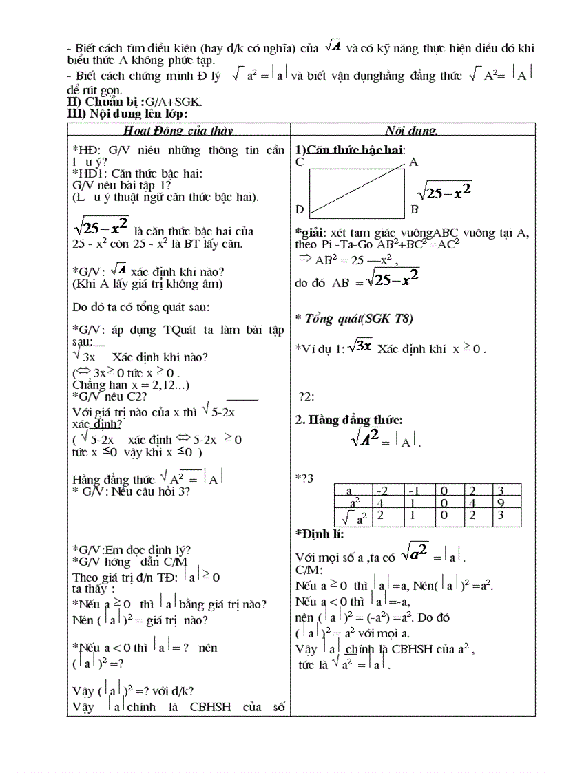 image for page Giáo án Đại số 9 chương I