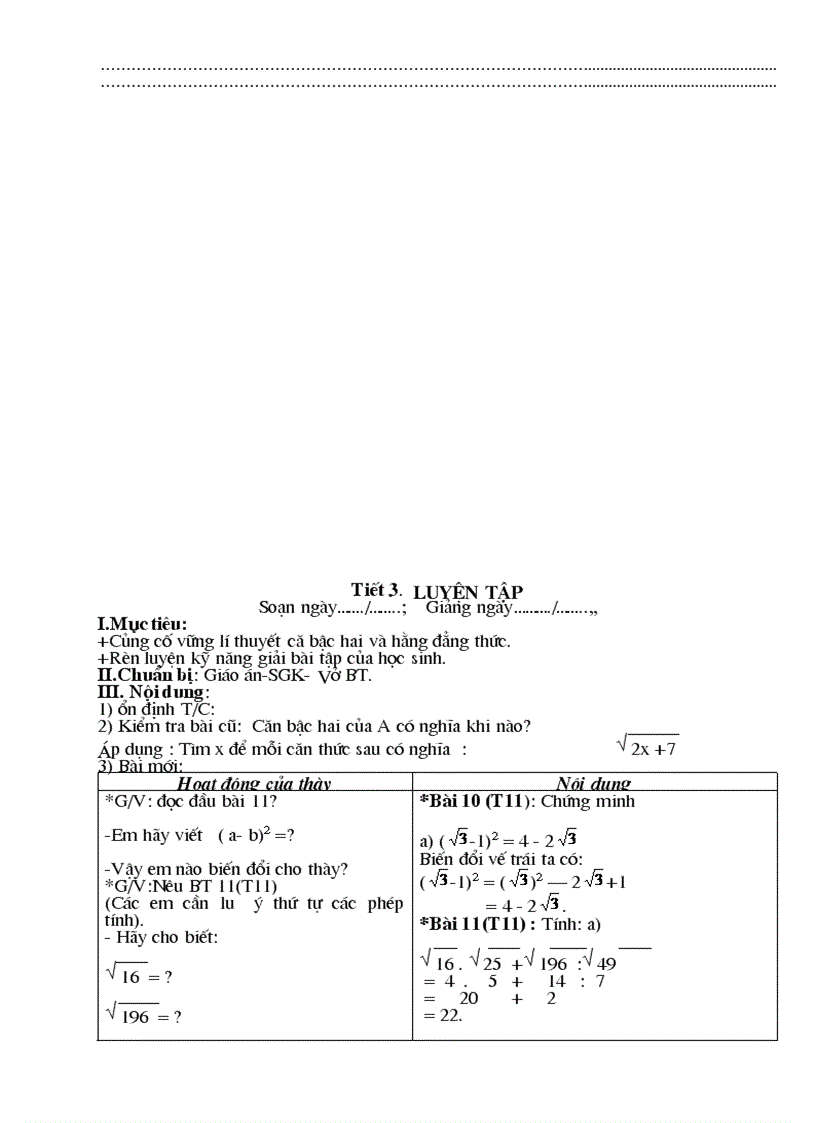 image for page Giáo án Đại số 9 chương I