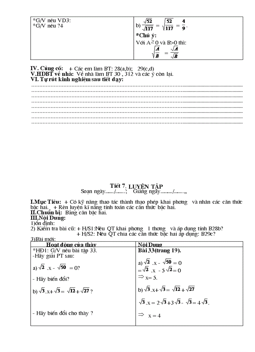 image for page Giáo án Đại số 9 chương I