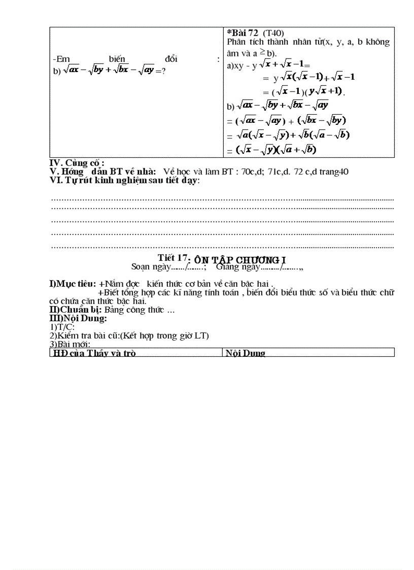 image for page Giáo án Đại số 9 chương I