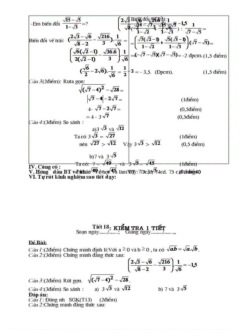 image for page Giáo án Đại số 9 chương I