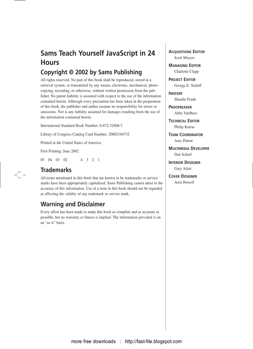 image for page Sams Teach Yourself JavaScript in 24 Hours
