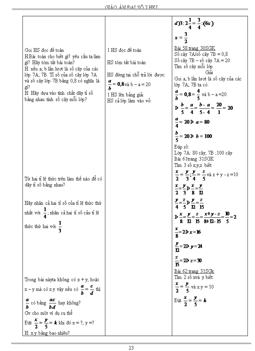 image for page Giáo án Đại số 7 học kì I