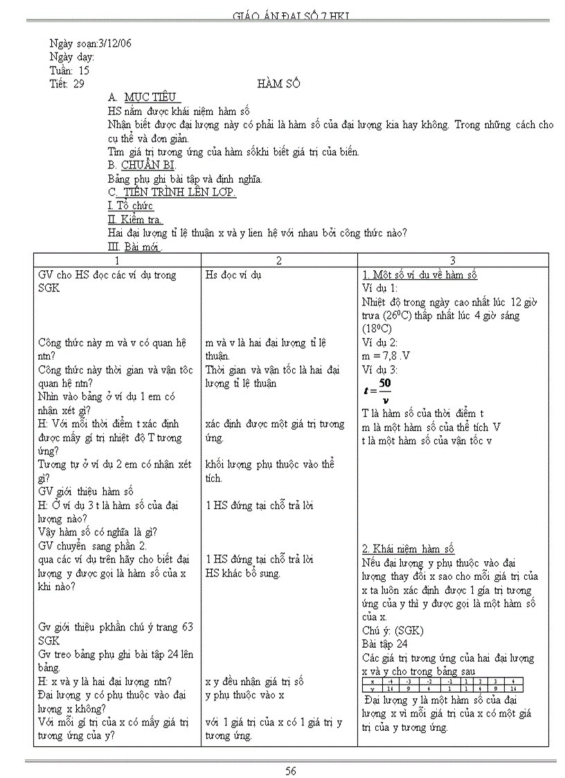 image for page Giáo án Đại số 7 học kì I