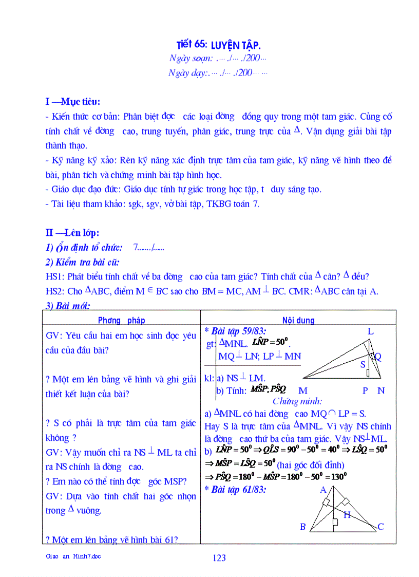 image for page Giáo án Hình học 7 1