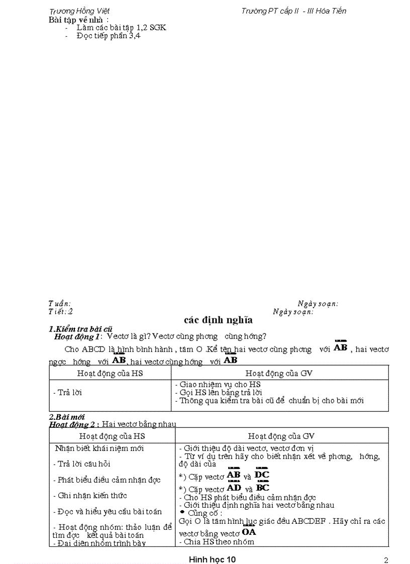 image for page Giáo án Hình Học 10