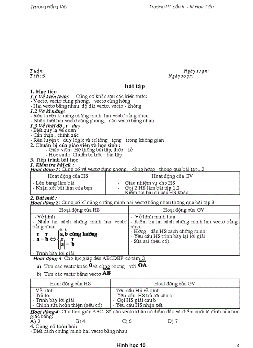 image for page Giáo án Hình Học 10