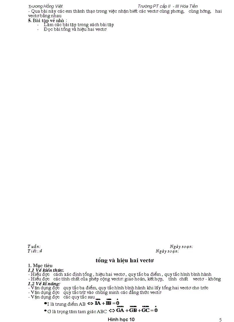 image for page Giáo án Hình Học 10