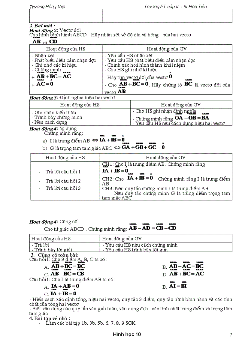 image for page Giáo án Hình Học 10