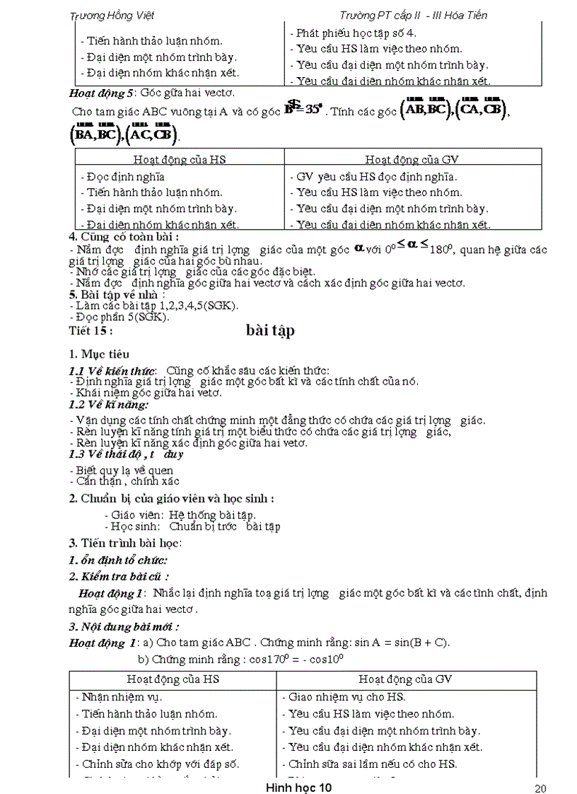 image for page Giáo án Hình Học 10