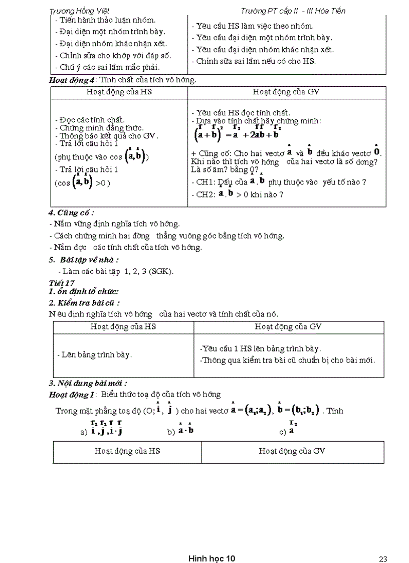image for page Giáo án Hình Học 10