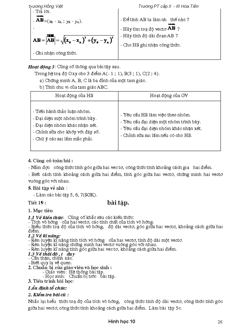 image for page Giáo án Hình Học 10