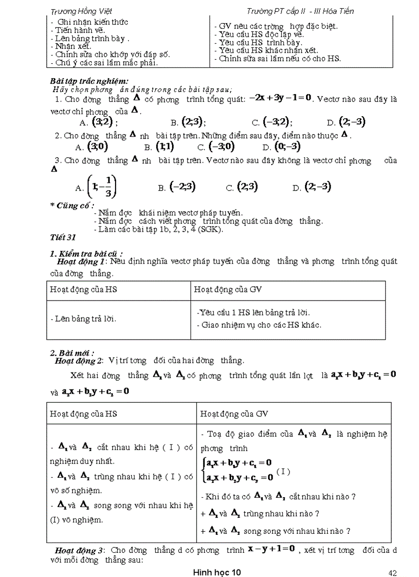 image for page Giáo án Hình Học 10