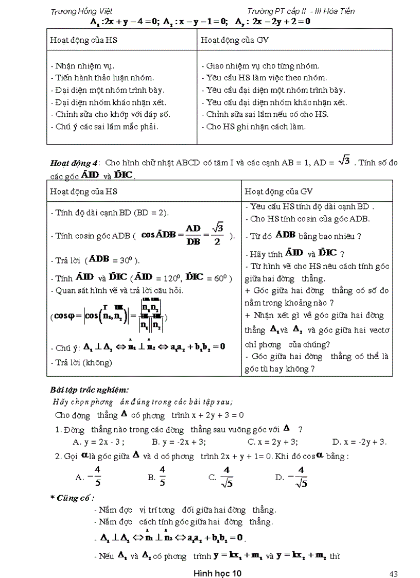 image for page Giáo án Hình Học 10