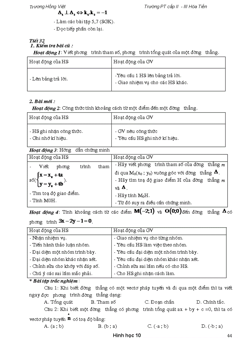 image for page Giáo án Hình Học 10