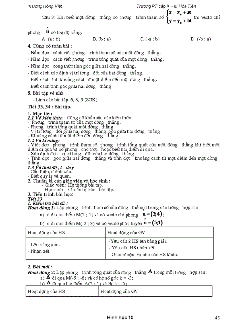 image for page Giáo án Hình Học 10