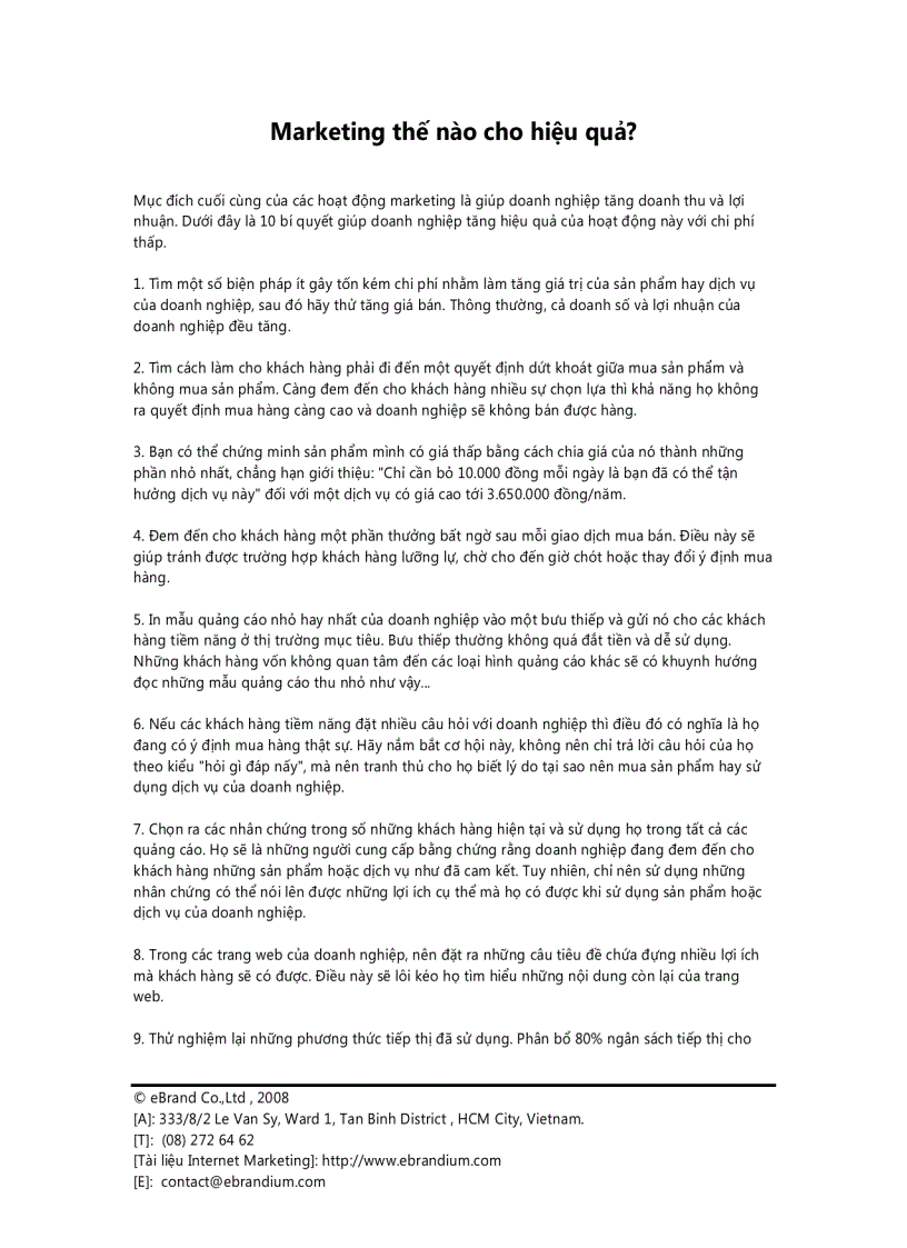 image for page Marketing thế nào cho hiệu quả