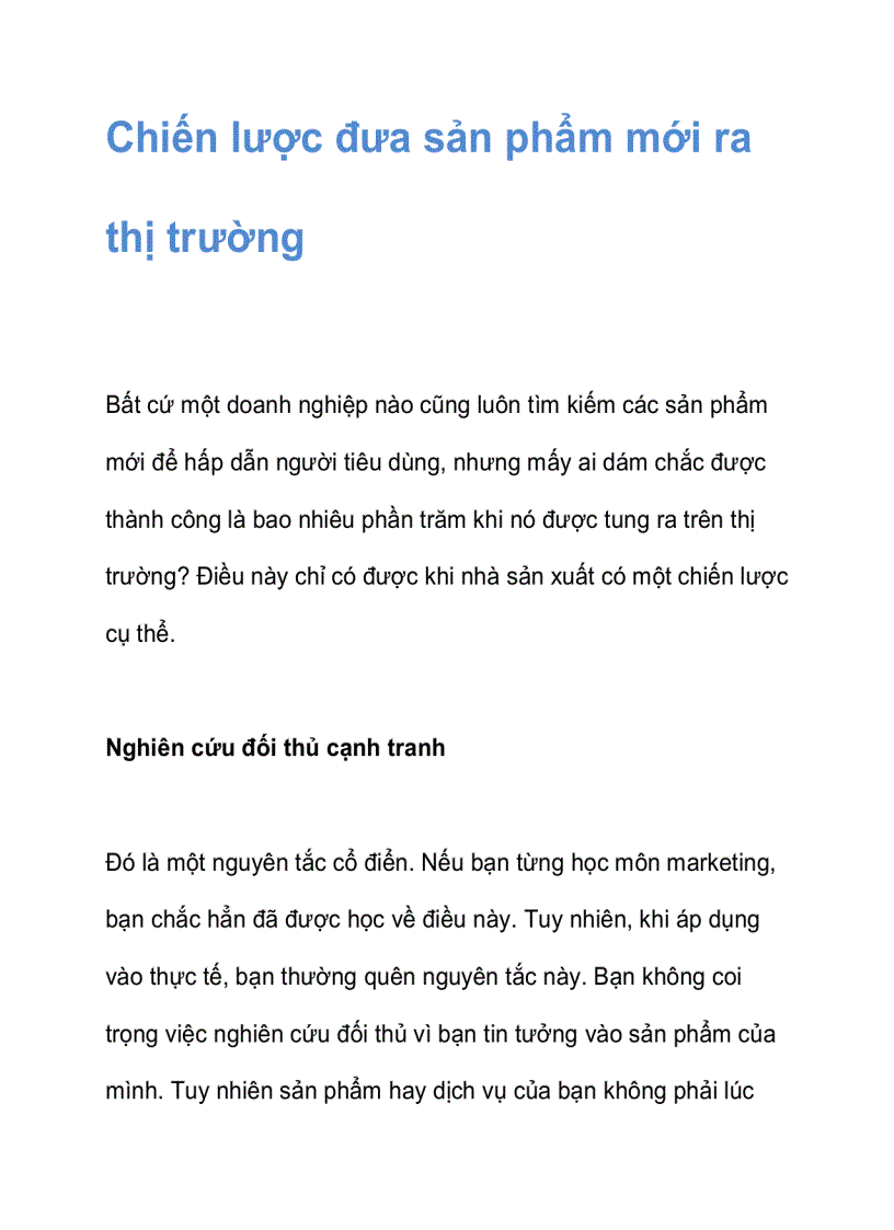image for page Chiến lược đưa sản phẩm mới ra thị trường