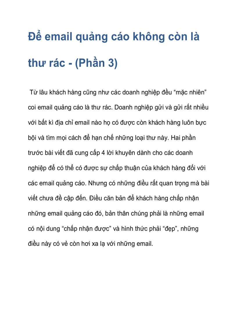 Để email quảng cáo không còn là thư rác Phần 3