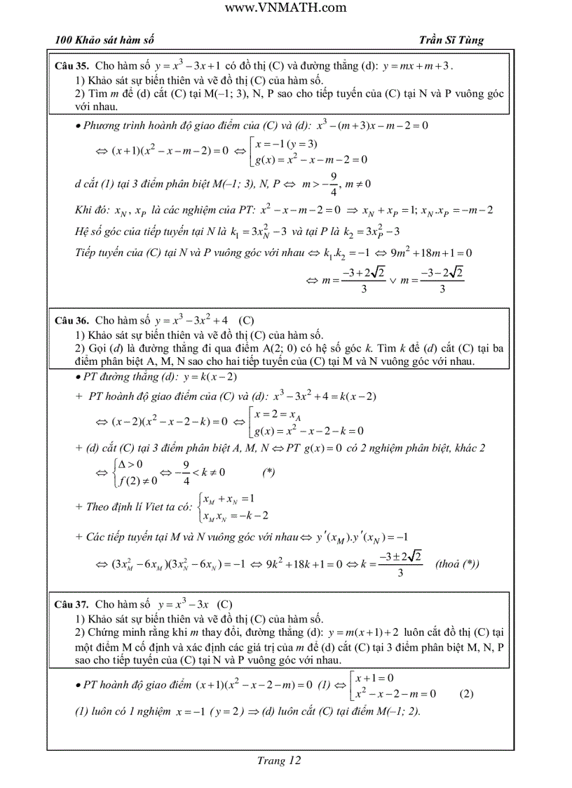 image for page 100 bài tập khảo sát luyện thi đại học