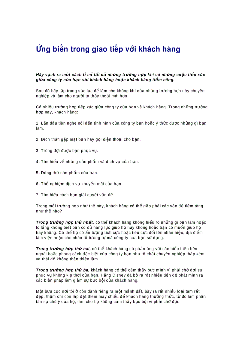 image for page Ứng biến trong giao tiếp với khách hàng