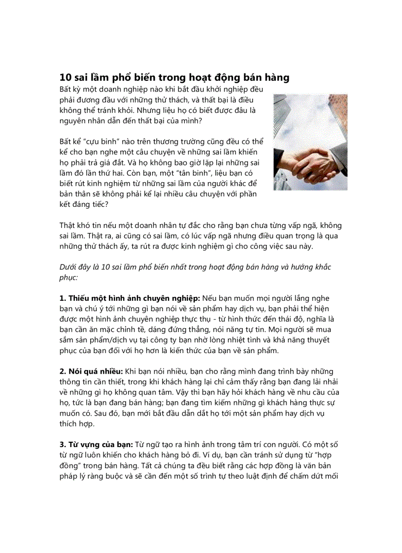 image for page 10 sai lầm phổ biến trong hoạt động bán hàng
