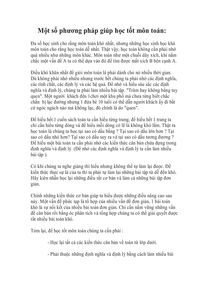 image for page Một số phương pháp giúp học tốt môn toán
