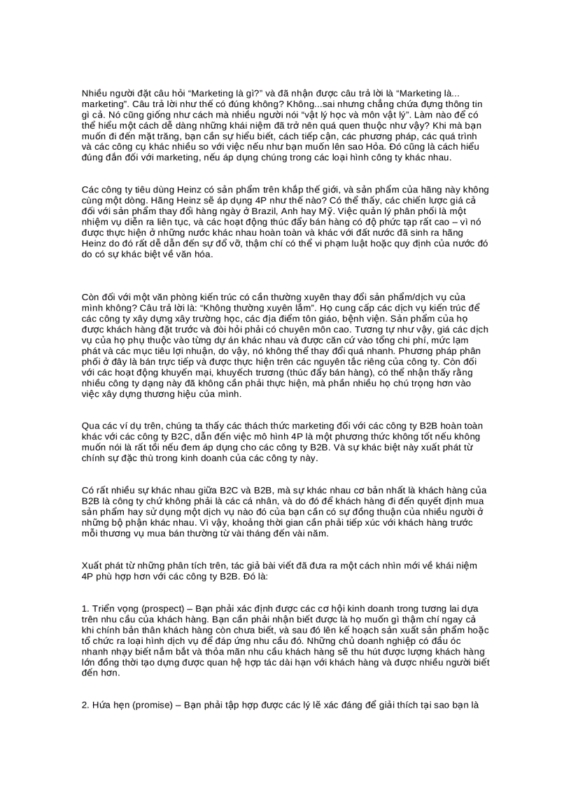 image for page Mô hình 4P mới dành cho các công ty B2B