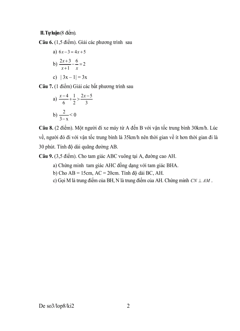 image for page Bộ đề tham khảo kiểm tra học kỳ toán lớp 8 đề 2