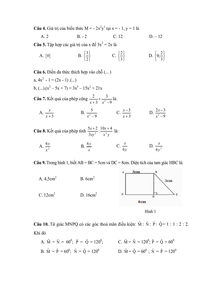 image for page Bộ đề tham khảo kiểm tra học kỳ toán lớp 8 đề 5
