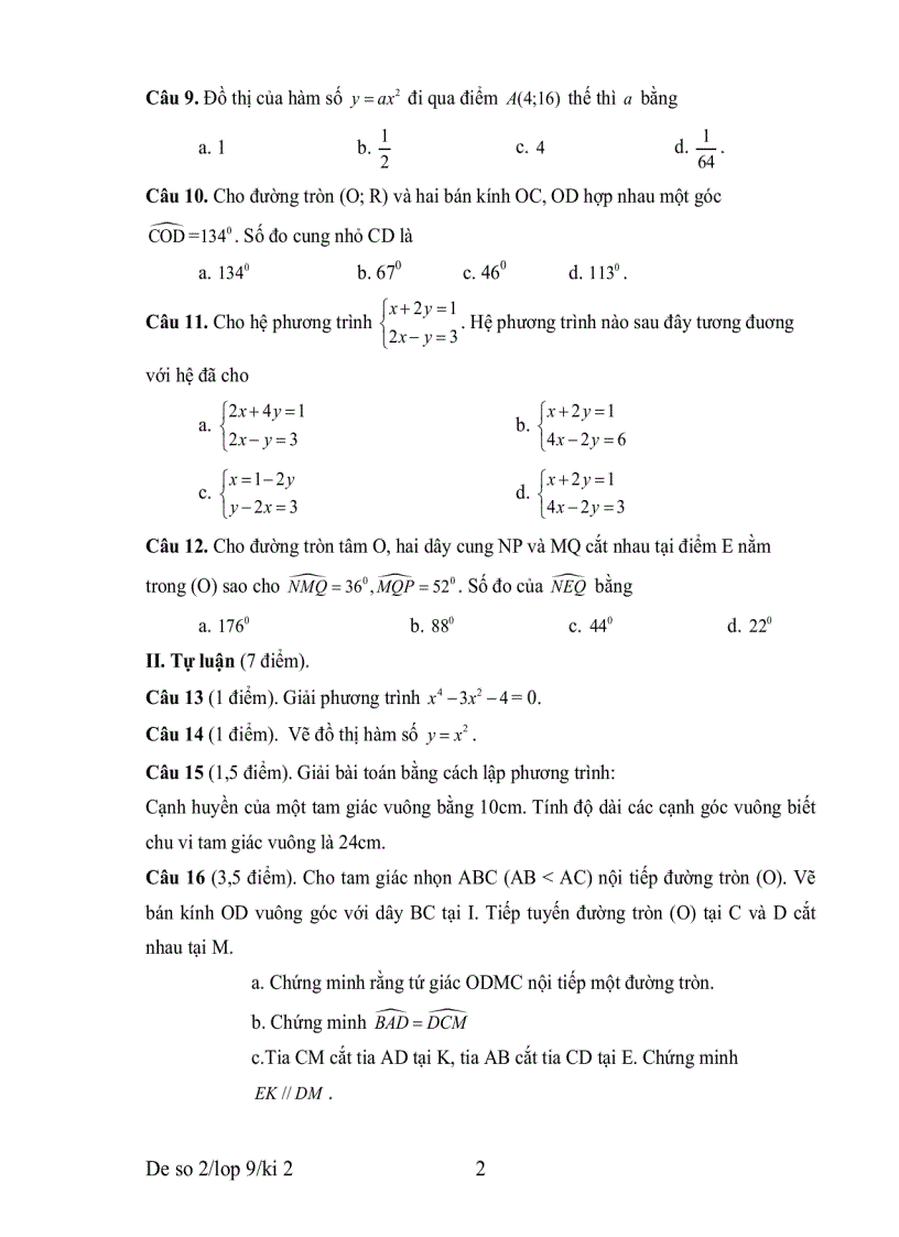 image for page Bộ đề tham khảo kiểm tra học kỳ môn toán lớp 9 đề 4