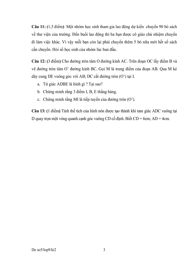 image for page Bộ đề tham khảo kiểm tra học kỳ môn toán lớp 9 đề 4