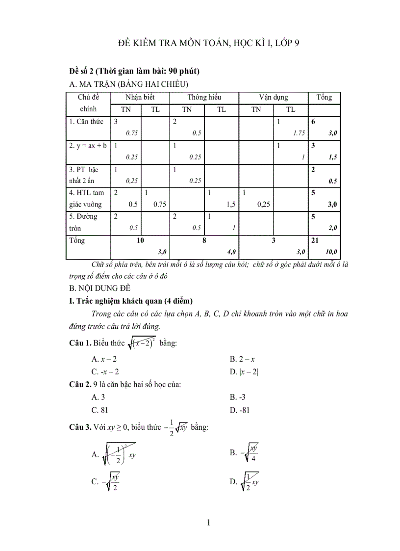 image for page Bộ đề tham khảo kiểm tra học kỳ môn toán lớp 9 đề 7