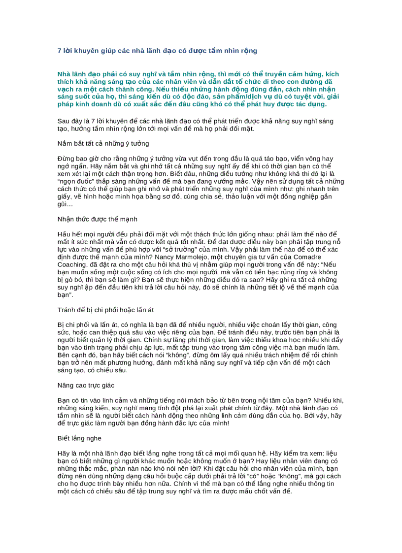image for page 7 lời khuyên giúp các nhà lãnh đạo có được tầm nhìn rộng