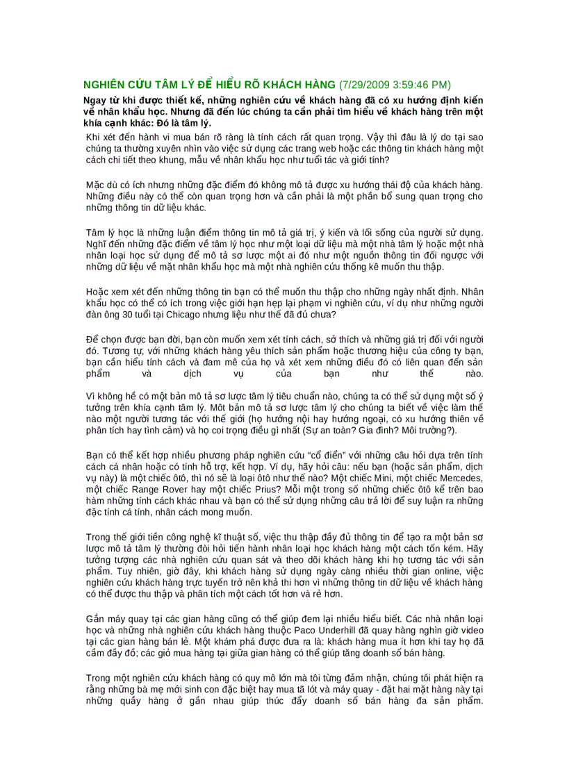 image for page Nghiên cứu tâm lý để hiểu rõ khách hàng