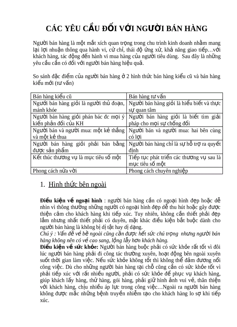 image for page Những yêu cầu đối với người bán hàng