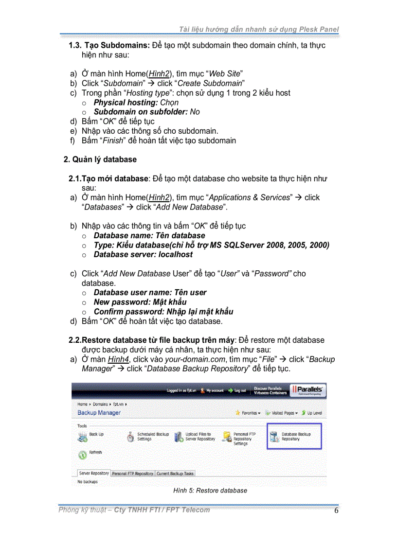 image for page Hướng dẫn sử dụng HOSTING PLESK PANEL