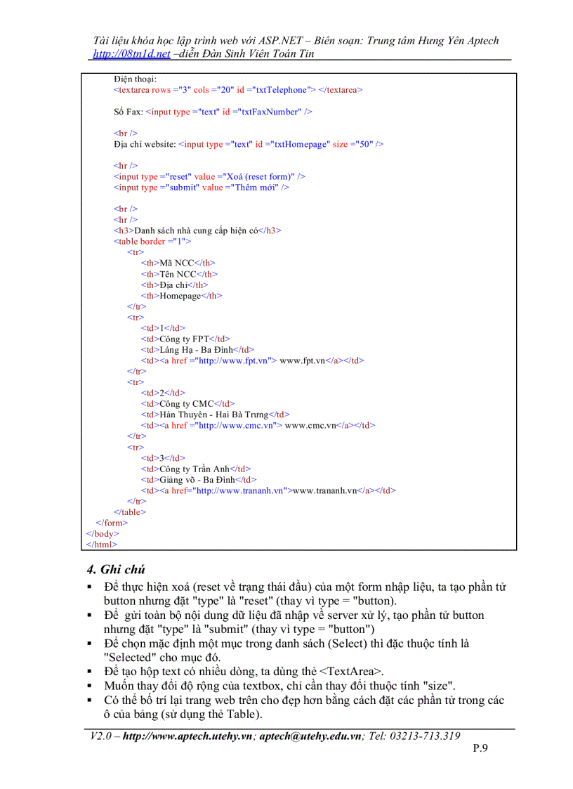 image for page Giáo trình lập trình ASP NET tiếng việt rất hay Trung tam Hưng Yên Aptech