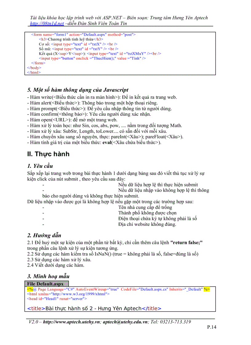 image for page Giáo trình lập trình ASP NET tiếng việt rất hay Trung tam Hưng Yên Aptech