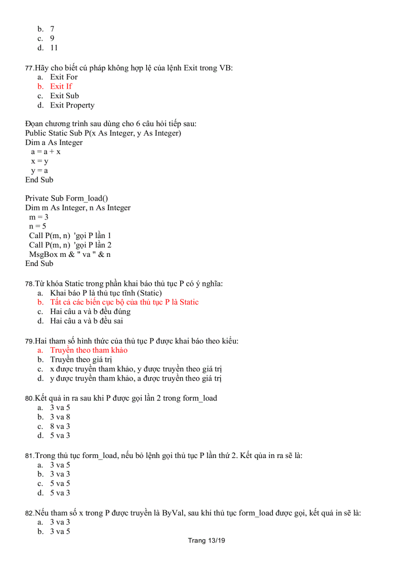 image for page 110 câu trắc nghiệm ôn thi Visual Basic VB