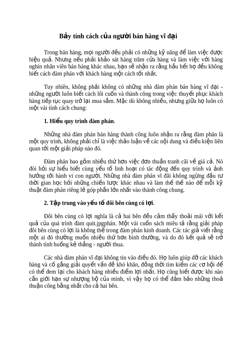 image for page Bảy tính cách của người bán hàng vĩ đại