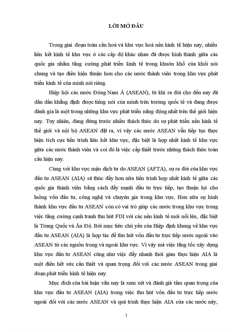 image for page Đánh giá tầm quan trọng của khu vực đầu tư ASEAN AIA trong việc thu hút vốn đầu tư trực tiếp nước ngoài đối với các nước ASEAN và quá trình thực hiện AIA của các nước này