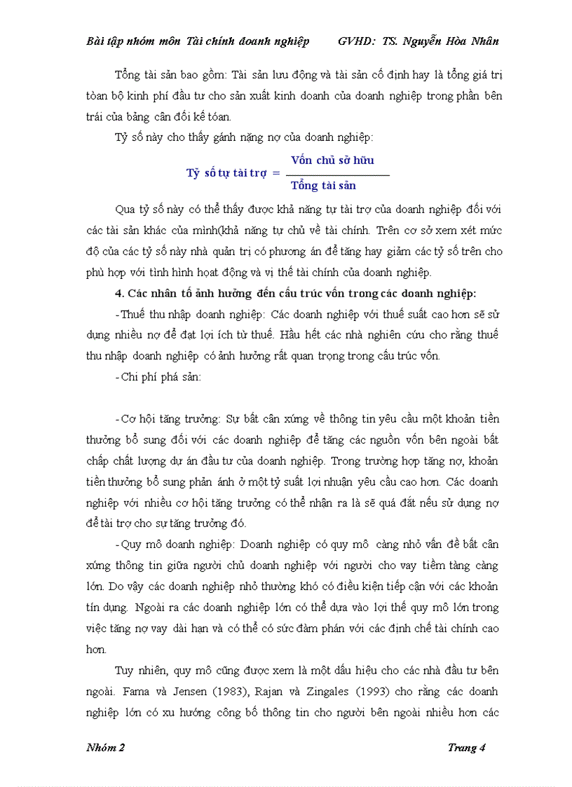 image for page Bài tập tài chính doanh nghiệp Cấu trúc vốn và ý nghĩa của việc phân tích cấu trúc vốn