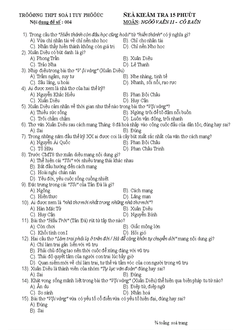 image for page Đề kiểm tra văn lớp 11 HK II