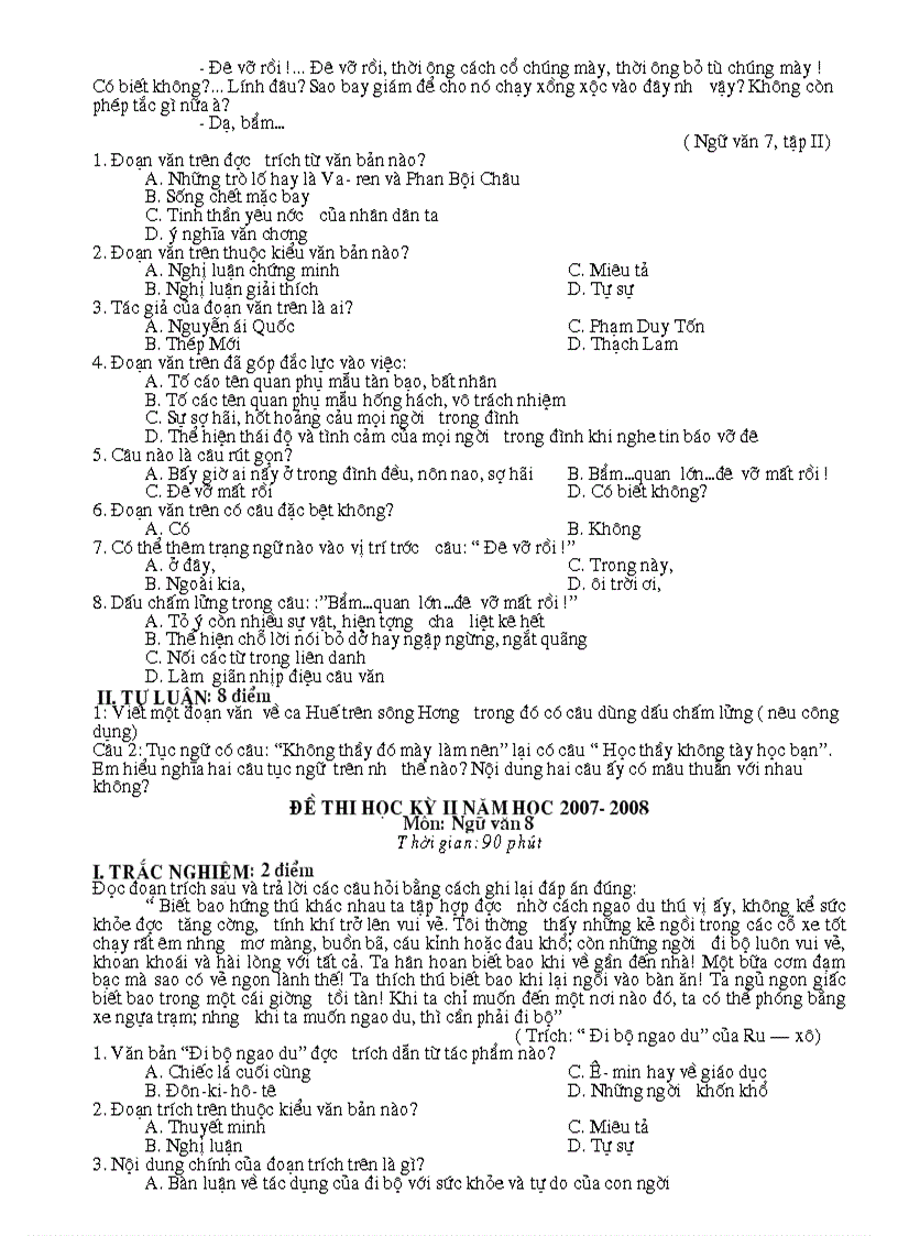 image for page Đề kiểm tra học kì II năm học 2007 2008