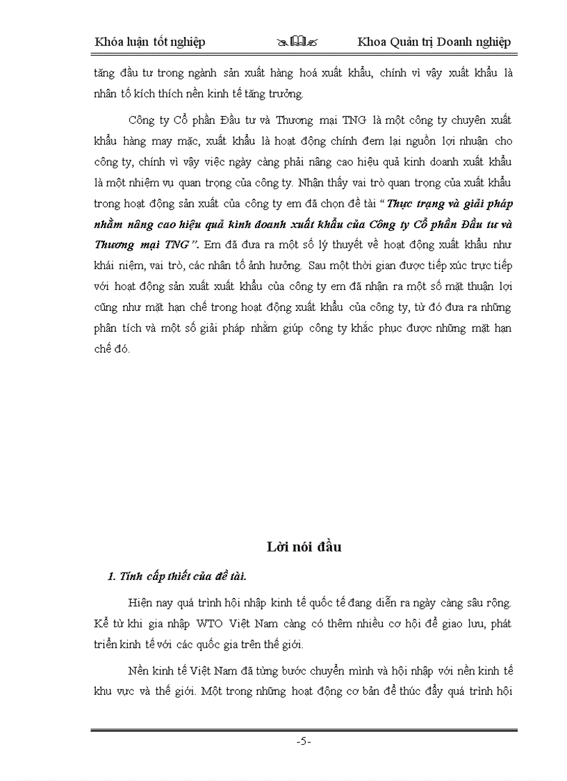 image for page Thực trạng và giải pháp nhằm nâng cao hiệu quả kinh doanh xuất khẩu của Công ty Cổ phần Đầu tư và Thương mại TNG