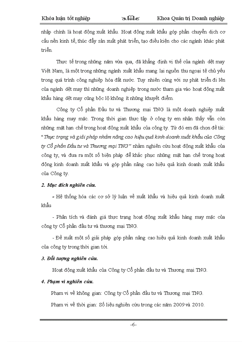 image for page Thực trạng và giải pháp nhằm nâng cao hiệu quả kinh doanh xuất khẩu của Công ty Cổ phần Đầu tư và Thương mại TNG